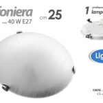 APPLIQUE 25 CM 1 LUCE TONDA PARETE MURO PLAFONIERA VETRO COLOR BIANCO SATIN