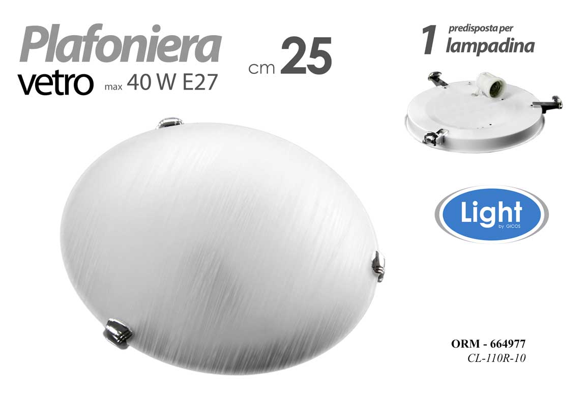 8025569664977 APPLIQUE 25 CM 1 LUCE TONDA PARETE MURO PLAFONIERA VETRO COLOR BIANCO SATIN - immagine 1