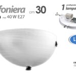 APPLIQUE 1 LUCE 30 CM PARETE MURO PLAFONIERA VETRO MEZZALUNA BIANCO STRIATO