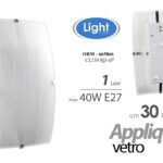 APPLIQUE PARETE MURO PLAFONIERA VETRO RETTANGOLARE BIANCO SPAZZOLATO LUCE 30*18