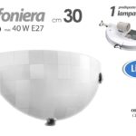 APPLIQUE BIANCA PLAFONIERA PARETE 1 LUCE SCACCHI QUADRATI MODERNO 40W E27 30CM