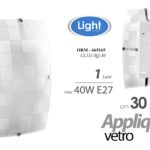 APPLIQUE 1 LUCE 30*18CM PARETE MURO PLAFONIERA VETRO RETTANGOLARE BIANCO SCACCHI