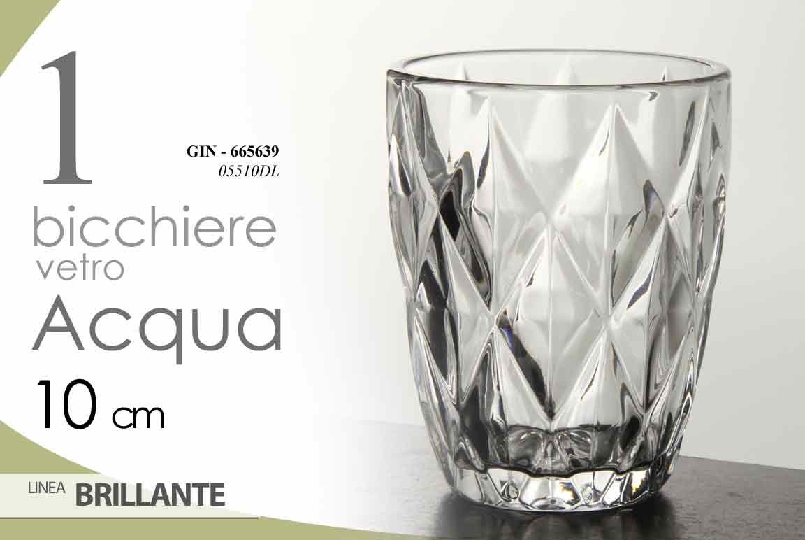 8025569665639 BICCHIERE DA TAVOLA VETRO ACQUA VINO ROSSO BIBITA DIAMANTE 250CC BRILLANTE 10 CM - immagine 1