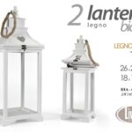 SET LANTERNA 2 PZ PORTACANDELA CASA GIARDINO LEGNO METALLO BIANCO CUORE 65-45cm