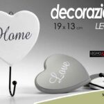 APPENDINO CUORE DECORAZIONE DA PARETE MURO ARREDO QUA LEGNO ASS 1 GANCIO 19*13CM