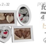 CORNICE PORTA FOTO MULTIPLO 4 POSTI DESIGN CLASSICO MODERNO DA PARETE 32*32*2,5
