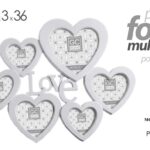 CORNICE PORTA FOTO FORMA CUORE MULTIPLO 6 POSTI MODERNO DA PARETE 44*36 CM
