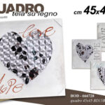 QUADRO STAMPA SU TELA Canvas LEGNO CUORE CUORI LOVE ASTR MODERNO ASSORT 45*45 cm