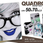 QUADRO STAMPA SU TELA Canvas LEGNO Ragazza Donna OCCHIALI BIANCO NERO ASS 50*70
