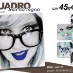 QUADRO STAMPA SU TELA Canvas LEGNO Ragazza Donna OCCHIALI BIANCO NERO ASS 45*45