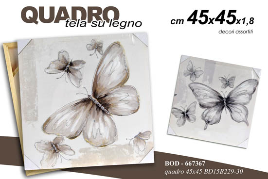 8025569667367 QUADRO STAMPA SU TELA Canvas LEGNO FARFALLA SPENTA MODERNO ASSORT 45*45 cm - immagine 1
