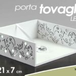 PORTATOVAGLIOLI DA TAVOLO BIANCO LEGNO MODERNO CHIC CUORE CUORI ELEGANTE 21*7 cm