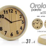 OROLOGIO DA PARETE TONDO SILENZIOSO CLASSICO MODERNO MARRONE STILE LEGNO 31*4 cm