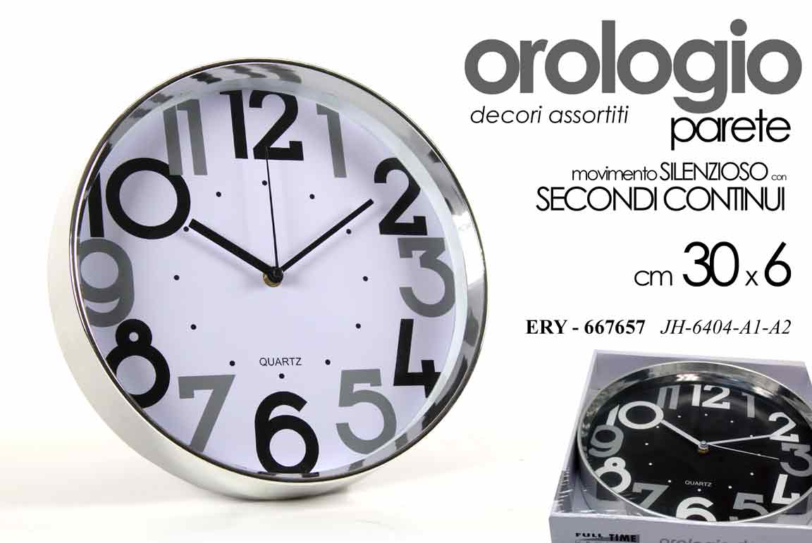 8025569667657 OROLOGIO DA PARETE SILENZIOSO MODERNO NUMERI GRANDI CASA UFFICIO STUDIO 30*6 cm - immagine 1