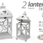 SET 2 LANTERNE PORTACANDELA LANTERNA CUORE LEGNO CASA EVENTI GIARDINO 71 e 54 cm