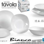 Servizio piatti tavola set 19 pezzi porcellana bianco moderno quadrata elegante