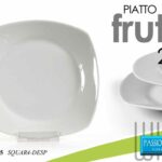 Piatto frutta dolce dessert porcellana bianco moderno elegante quadrato 20 cm