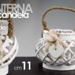 LANTERNA PORTACANDELA TEA LIGHT BIANCA CUORE LEGNO TONDA BICC VETRO 12*11 cm