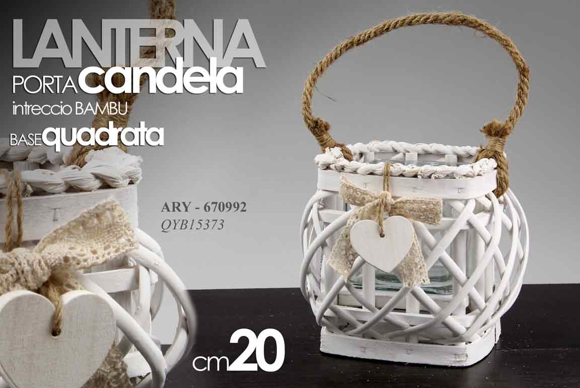 8025569670992 LANTERNA PORTACANDELA GIARDINO RISTORANTE Bomboniera LEGNO VETRO CUORE 20 cm - immagine 1