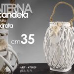 LANTERNA PORTACANDELA CASA GIARDINO EVENTI LEGNO TEA LIGHT VETRO CUORE 35 cm
