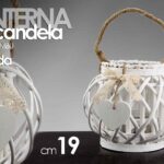 LANTERNA PORTACANDELA GIARDINO RISTORANTE Bomboniera LEGNO VETRO CUORE 19 cm