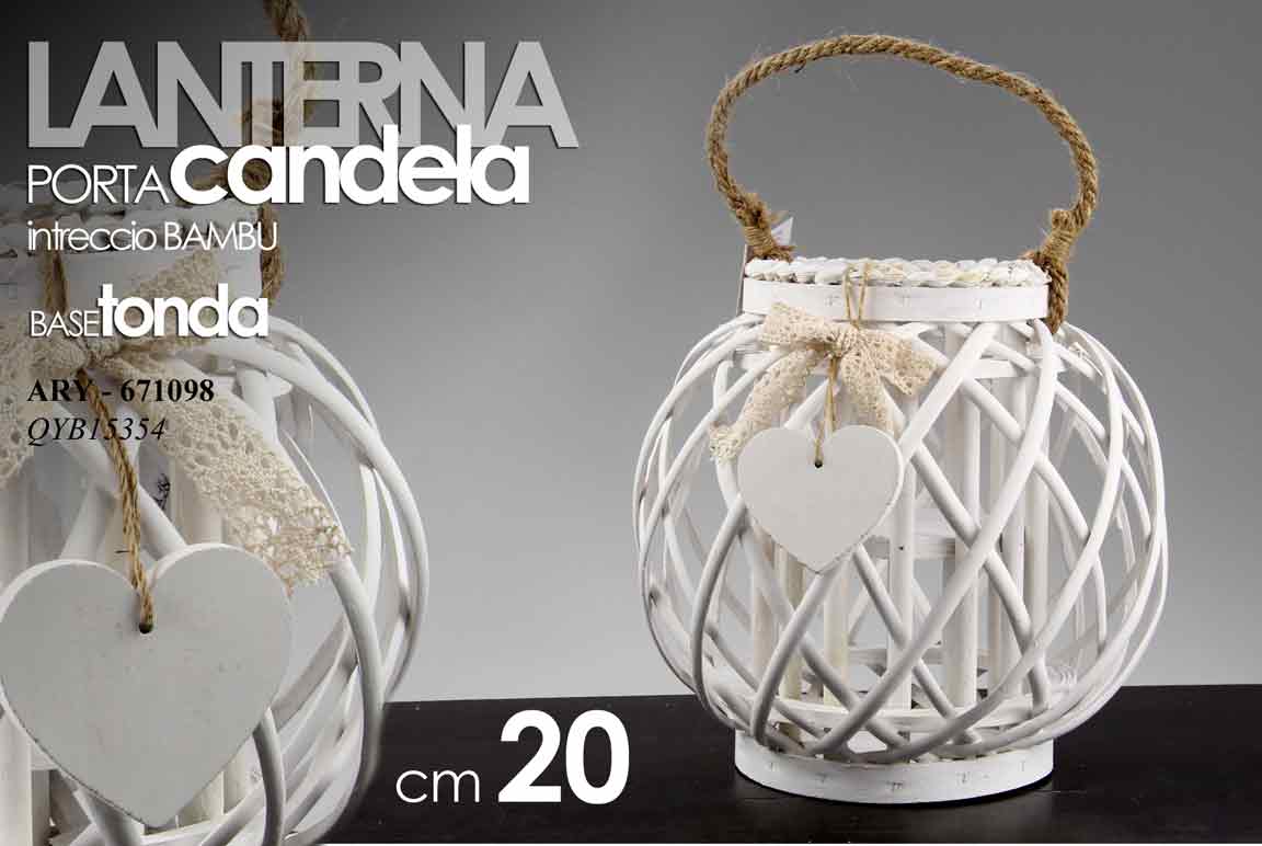 8025569671098 LANTERNA PORTACANDELA GIARDINO RISTORANTE LEGNO VETRO CUORE PENDENTE 20*16 cm - immagine 1