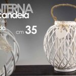 LANTERNA PORTACANDELA TEA LIGHT BIANCA CUORE LEGNO TONDA BICC VETRO 35 CM