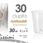 30 BICCHIERI BICCHIERINO FESTE PARTY CHUPITO LIQUORE COGNAC RUM RIUTILIZZA 30 ML