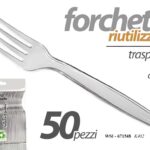 50 FORCHETTE RIUTILIZZABILI FESTE PARTY POSATE FORCHETTA Rigida TRASPARENTE 16cm