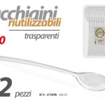 12 CUCCHIAI 10cm RIUTILIZZABILI CUCCHIAIO FESTE PARTY Trasparenti Rigide PLASTIC