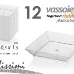 12 Vassoietti piatti finger food quadrati buffet feste plastic riutilizz 6,5 cm