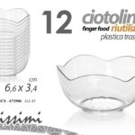 12 CIOTOLA TONDA Finger Food PASTICCERIA DOLCI APERITIVO PLAST Gold 6,6*3,4 cm