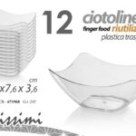 12 CIOTOLA QUADRATE Finger Food PASTICCERIA DOLCI APERITIVO PLAST Gold 7,6*3,6