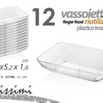 12 Vassoietti piattini finger food aperitivo buffet plastica trasparente 7 cm