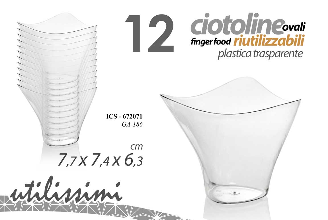 8025569672071 12 COPPETTA CIOTOLA OVALE Finger Food PASTICCERIA DOLCI APERITIVO PLAST Gold 7*6 - immagine 1
