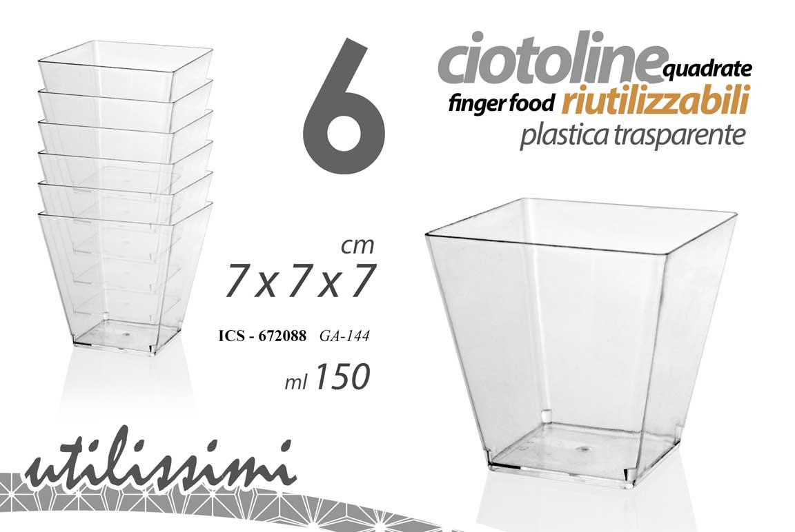 8025569672088 6 Ciotoline finger food aperitivo buffet dessert plastica trasparente 7 cm - immagine 1