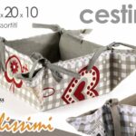 Cestino cesto pane portapane quadrato cuori cucina colazione tessuto ass 20x10