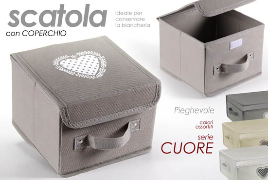 8025569672606 ORGANIZER ARMADIO CASSETTI SCATOLA SALVASPAZIO CONTENITORE CUORE CUORI 20*20*15 - immagine 1