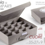 ORGANIZER COPERCHIO CONTENITORE CRAVATTE CALZINI ACCESSORI 16POSTI CUORE 35*27*9
