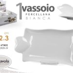 Vassoio portata pirofila rettangolare porcellana bianca moderno elegante 25X12X3
