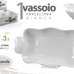 Vassoio portata pirofila rettangolare porcellana bianca moderno elegante 32*17*5