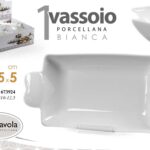 Vassoio portata pirofila rettangolare porcellana bianca moderno elegante 32x15x5