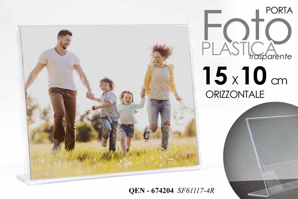 8025569674204 PORTA FOTO ORIZZONTALE 15*10 CM PLASTICA MODERNO PORTA LISTINO AZIENDA NEGOZIO - immagine 1