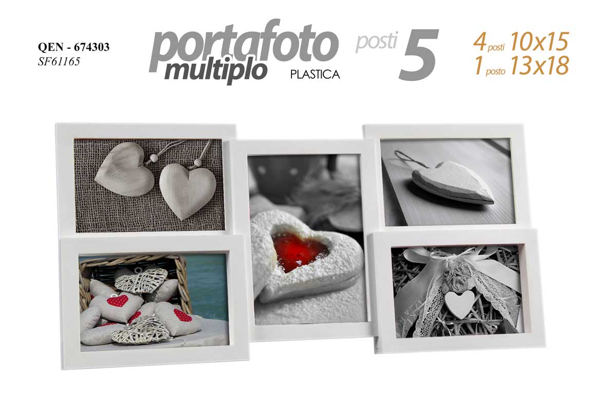 8025569674303 CORNICE PORTA FOTO MULTIPLA 5 POSTI DESIGN CLASSICO MODERNO TAVOLO PARETE - immagine 1