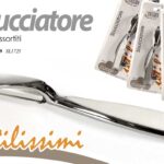 PELAPATATE TAGLIA SBUCCIA PAPATE METALLO MANICO COLOR CUORE BOMBONIERA 15 CM