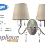 APPLIQUE METALLLO 2 LUCI LAMPADA PARETE MURO BRACCIO ANTICATO PLISSE 37*27 CM