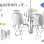 LAMPADARIO 5 LUCI Bracci METALLO Provenzale design CLASSICO MODERNO COPPE Plissè