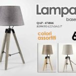 LAMPADA 68cm LUMETTO TREPIEDE ABAT JOUR TAVOLO COMODINO SCRIVANIA BASE LEGNO