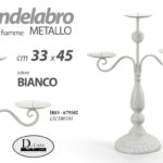 CANDELABRO CANDERIERE 3 FIAMME LUMI PORTA CANDELA ANTICATO SHABBY Chic 45*33cm