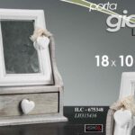 SPECCHIO MOBILETTO PORTA GIOIE CASSETTIERA OGGETTI TRUCCHI CUORE PENDENTE 25 cm